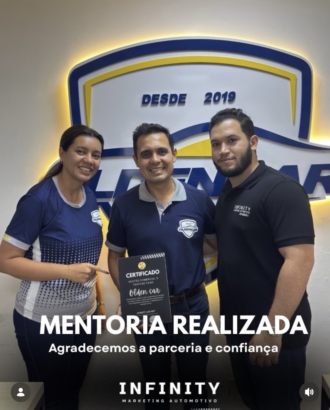 Registro da mentoria comercial e de tráfego pago com a Olden Car Multimarcas