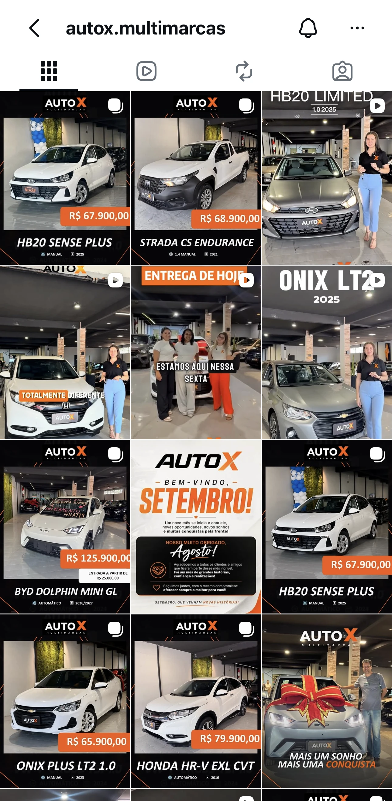 Print completo do perfil AutoX Multimarcas