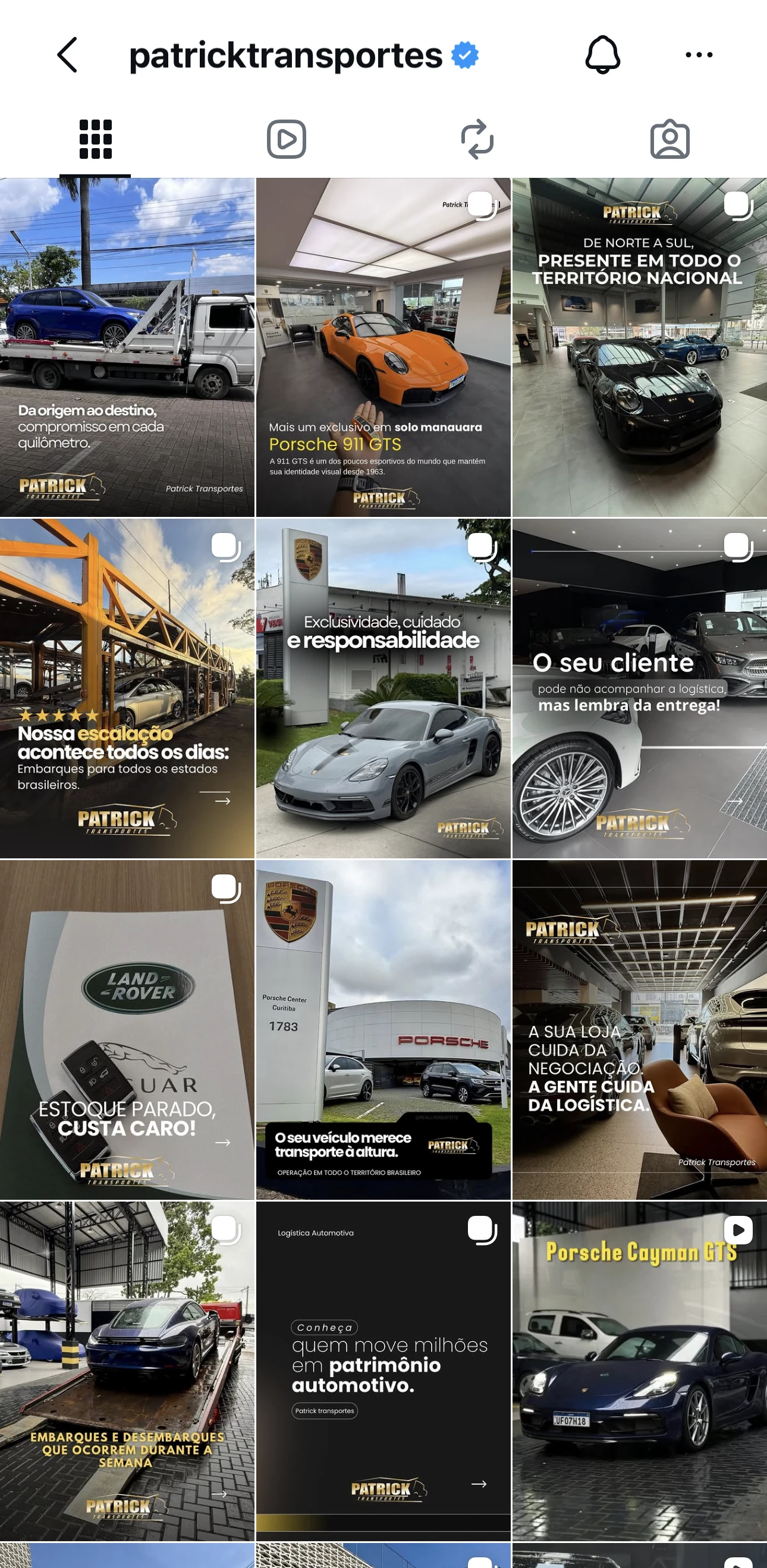 Print completo do perfil Patrick Transportes